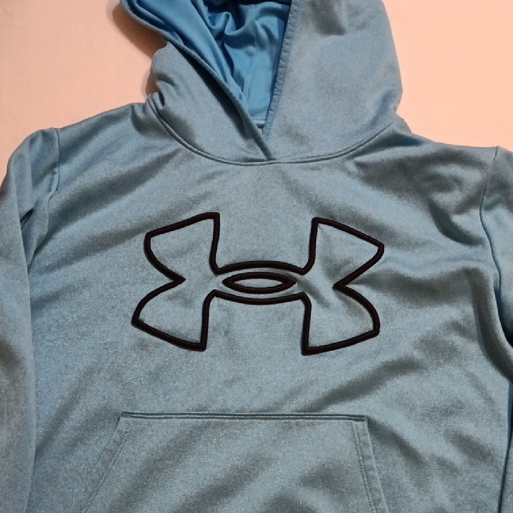 Under Armour Sky Blue Hoodie with Black Emblem